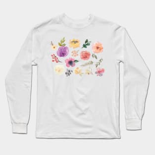 Watercolor Flowers Long Sleeve T-Shirt